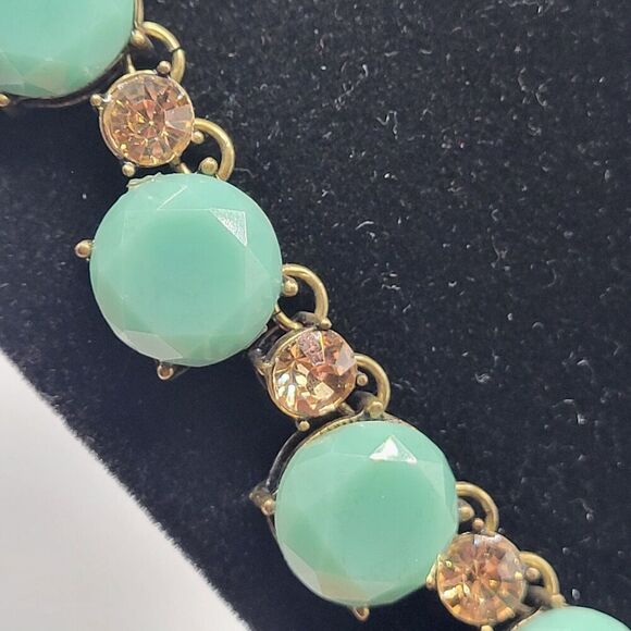 Vintage NATASHA signed bronze necklace turquoise acrylic Faceted 23in - Picture 1 of 5